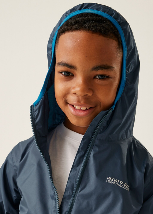 Regatta Moonlight Denim Kids' Lever II Waterproof Packaway Jacket - Age 7-8 Years Image 3