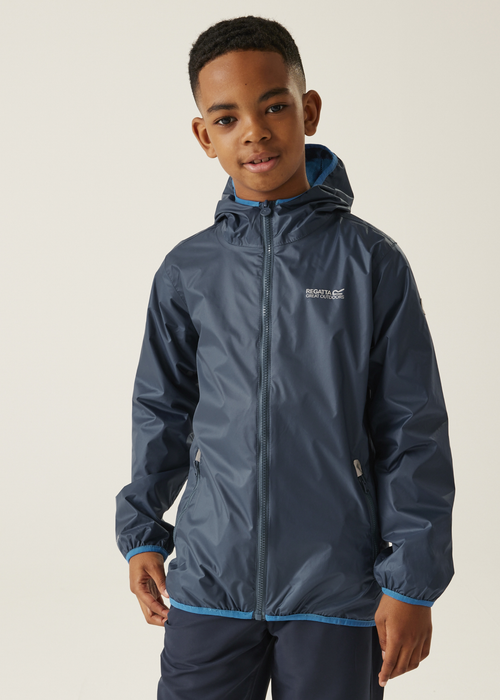 Regatta Moonlight Denim Kids' Lever II Waterproof Packaway Jacket - Age 7-8 Years Image 1