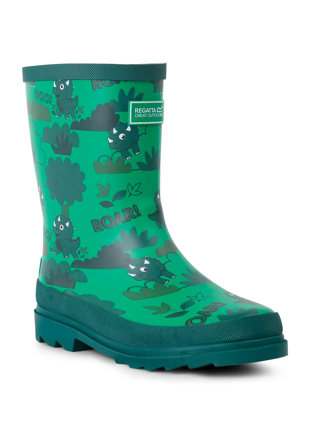 Regatta Stompy the Dinosaur Green Kids' Mudplay Junior II Waterproof Wellies - 1 Infants Image 4