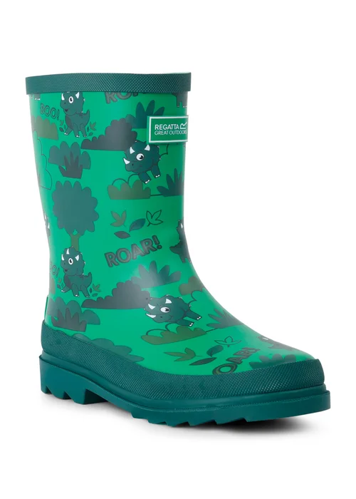 Regatta Stompy the Dinosaur Green Kids' Mudplay Junior II Waterproof Wellies - 1 Infants Image 4