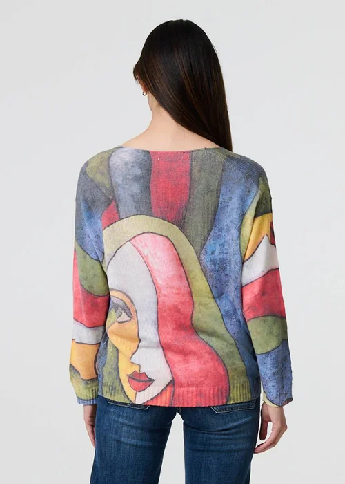 Izabel London Blue Abstract Print Long Sleeve Knit Jumper - 10 Image 2