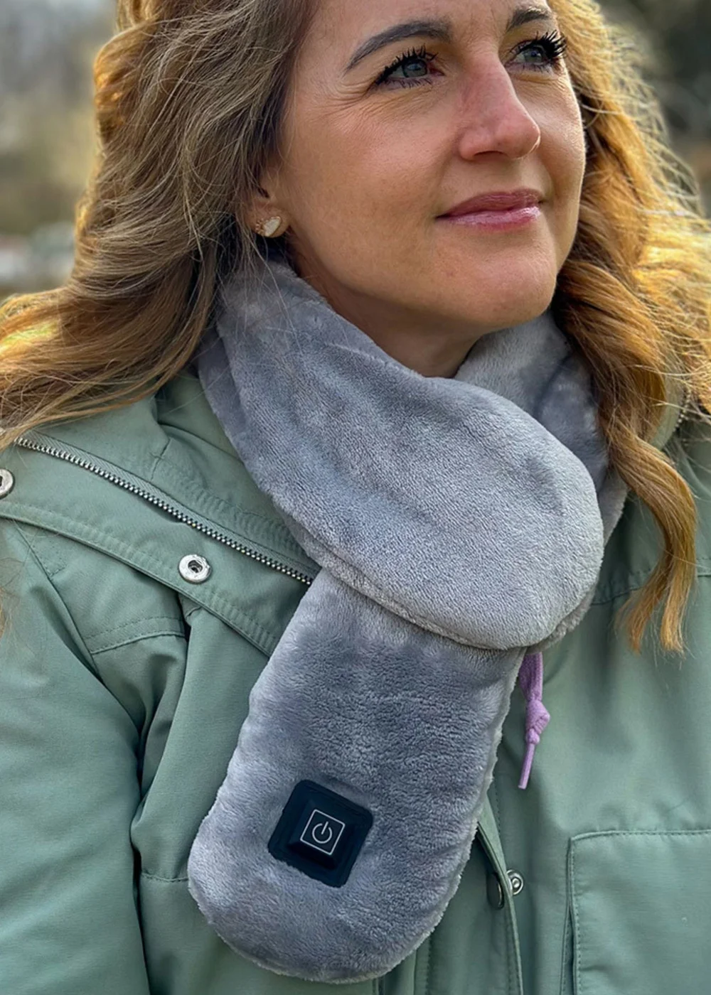 Wellbeing Grey Heated Travel Scarf - One Size Image 1