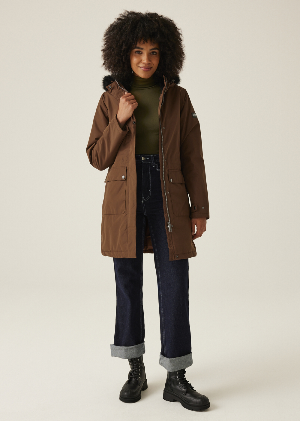 Regatta Dark Brown Sabinka II Fur Trim Parka Jacket - 8 Image 1