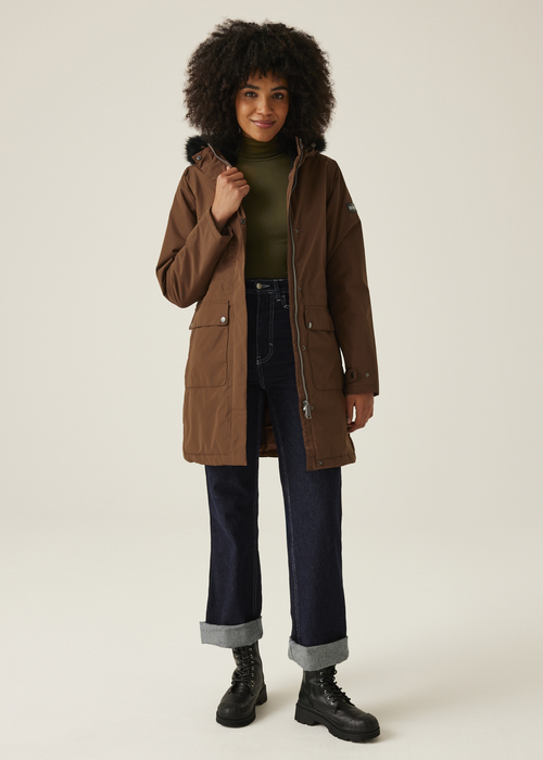 Regatta Dark Brown Sabinka II Fur Trim Parka Jacket - 8 Image 1