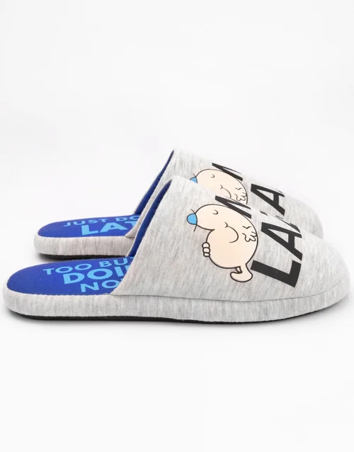 Vanilla Underground Mr. Men Grey Mr Lazy Mule Slippers - 7-8 Image 3