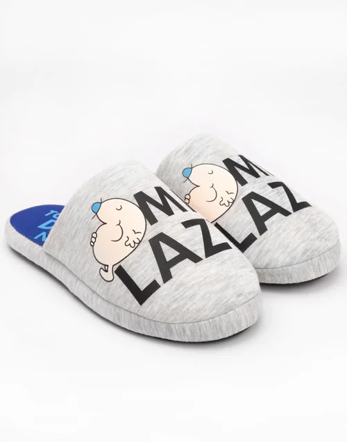 Vanilla Underground Mr. Men Grey Mr Lazy Mule Slippers - 7-8 Image 5
