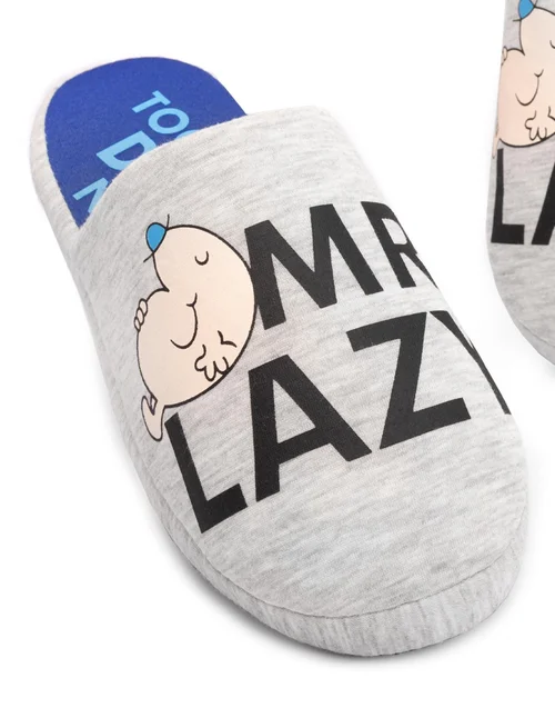 Vanilla Underground Mr. Men Grey Mr Lazy Mule Slippers - 7-8 Image 4