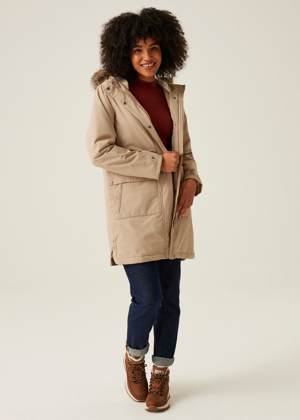 Regatta Warm Taupe Sabinka II Fur Trim Parka Jacket - 8 Image 5