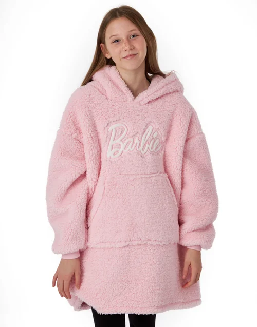 Vanilla Underground Barbie Girls Pink Logo Blanket Hoodie (6 - 13 Years) - Age 6 - 8 Years Image 1