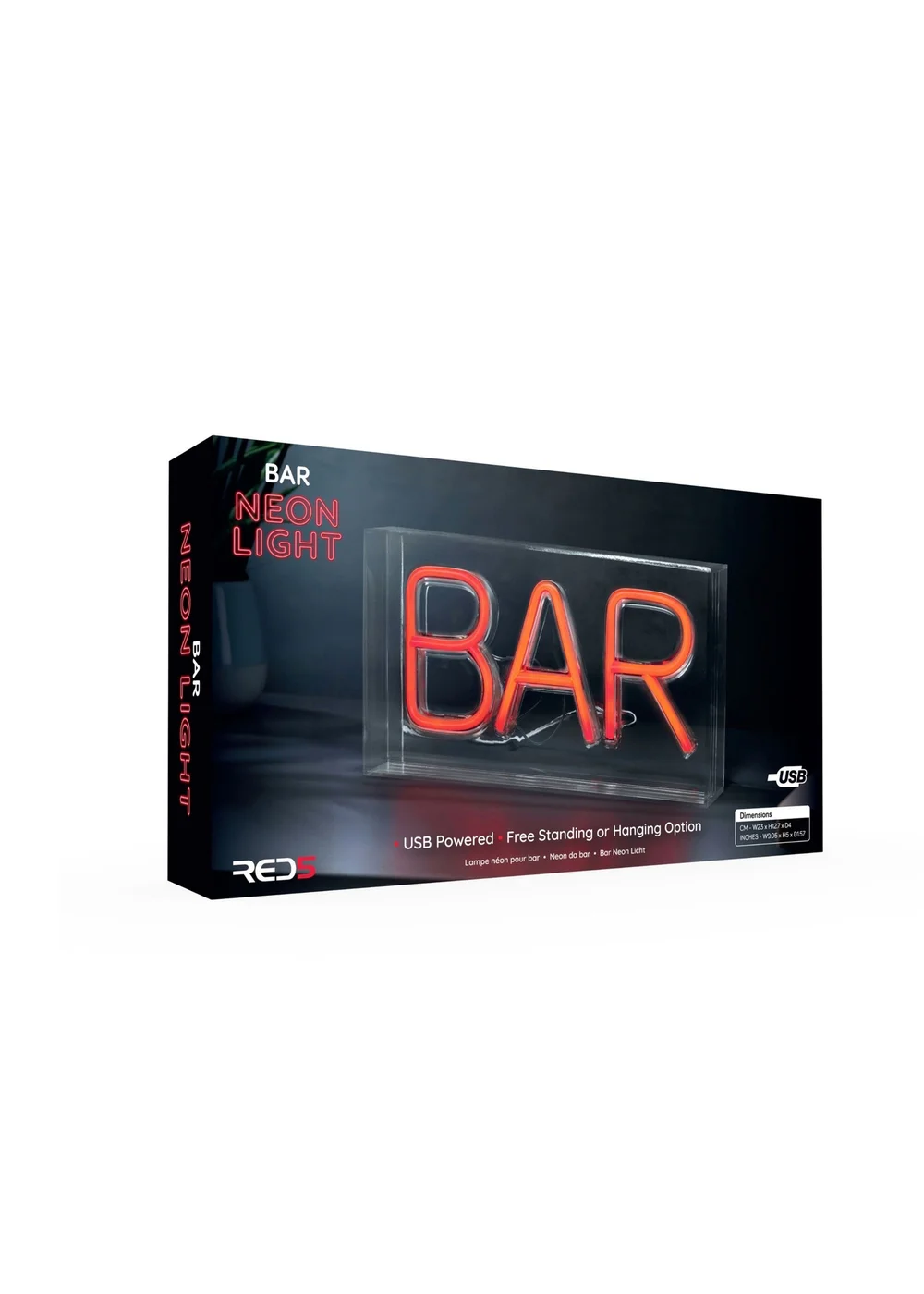 RED5 Clear Boxed Neon Effect Bar Light - One Size Image 3