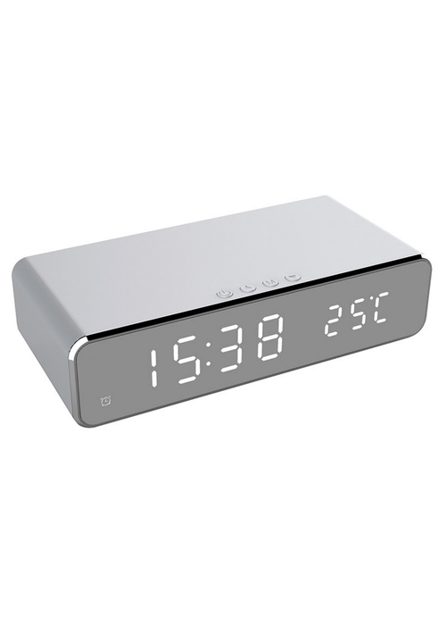 RED5 Silver Wireless Charging Alarm Clock Silver - One Size Image 3