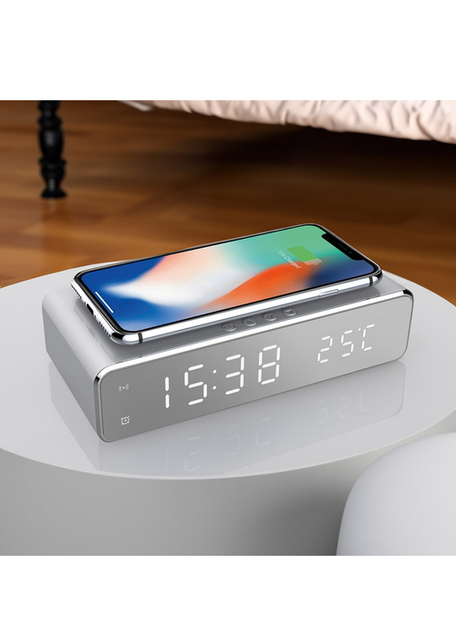 RED5 Silver Wireless Charging Alarm Clock Silver - One Size Image 1