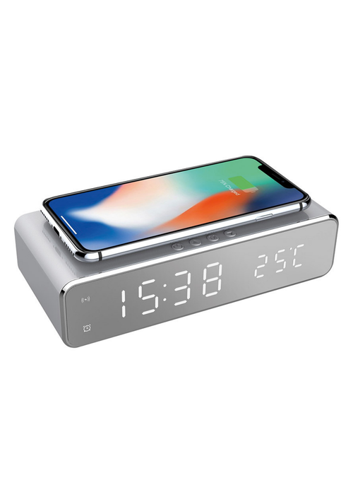 RED5 Silver Wireless Charging Alarm Clock Silver - One Size Image 4