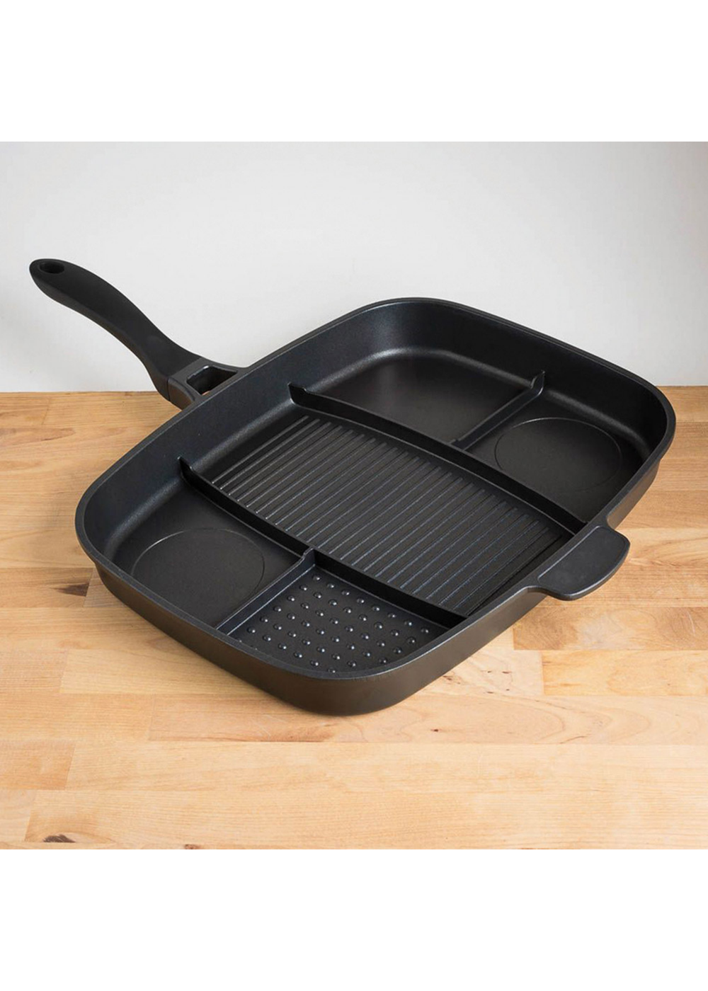 Ingenious Black Lazy Man Frying Pan - One Size Image 1