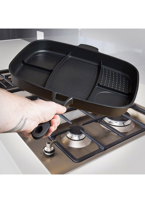 Ingenious Black Lazy Man Frying Pan - One Size Image 5