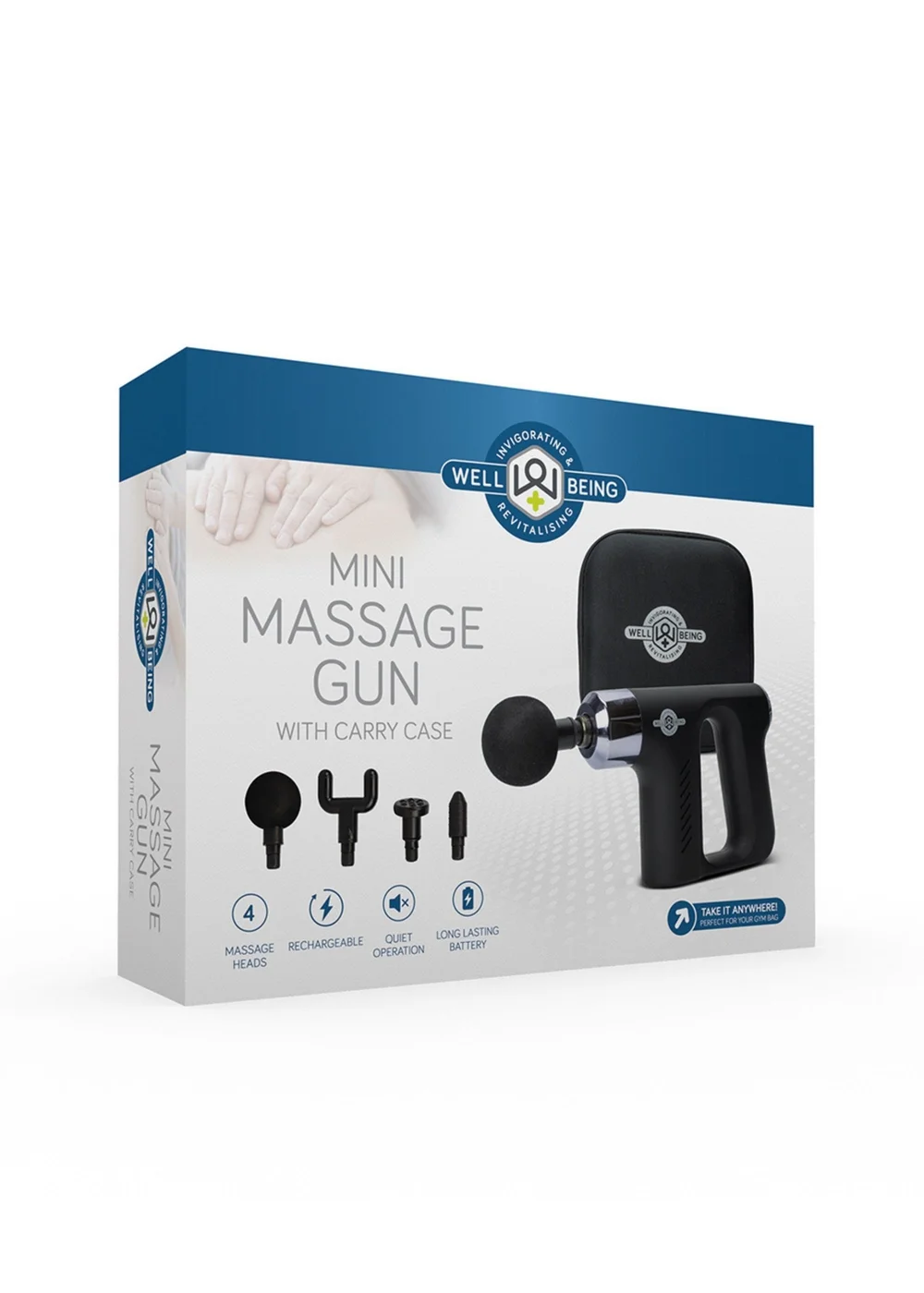 Wellbeing Black Mini Massage Gun with Carry Case - One Size Image 3