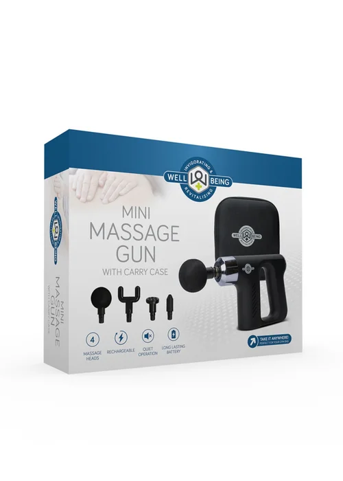 Wellbeing Black Mini Massage Gun with Carry Case - One Size Image 3