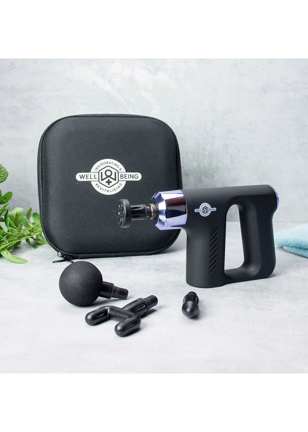 Wellbeing Black Mini Massage Gun with Carry Case - One Size Image 1