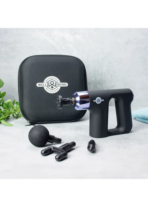 Wellbeing Black Mini Massage Gun with Carry Case - One Size Image 1