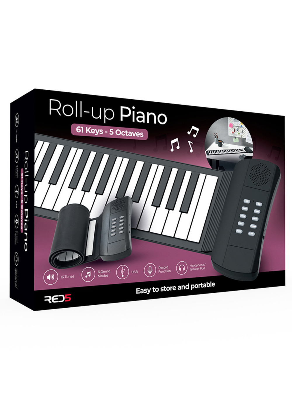 RED5 Black Roll Up Piano - One Size Image 4