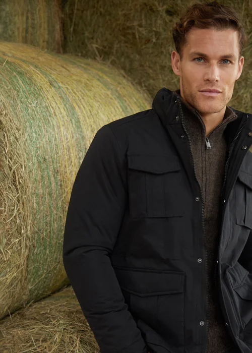 Threadbare Black Funnel Neck Utility Coat - S Image 1