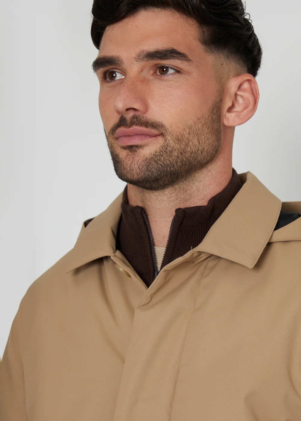 Threadbare Stone Croy Showerproof 2-in-1 Mac Coat with Concealed Hood - S Image 3