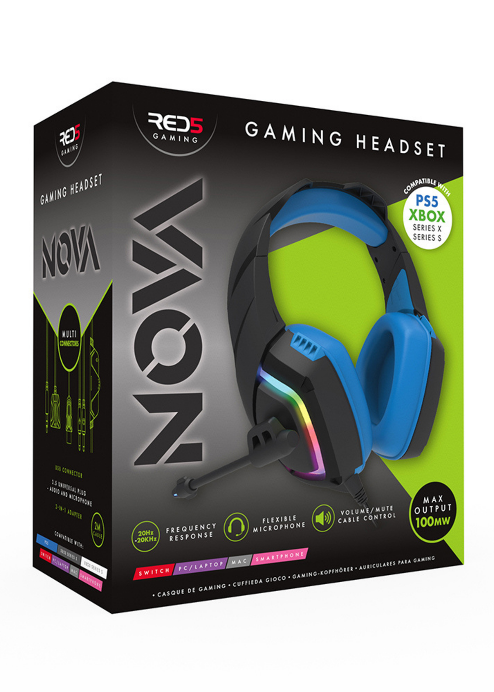 RED5 Black/Blue Gaming Headphone Nova 2 - One Size Image 4