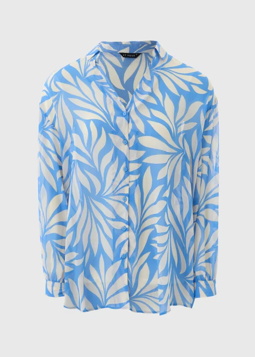 Et Vous Blue Palm V-Neck Blouse - 8 Image 4