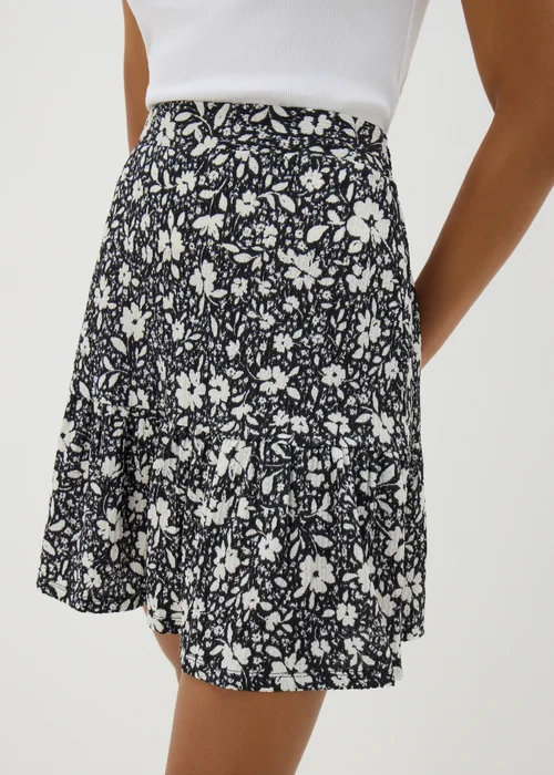 Black Mono Ditsy Floral Mini Skirt - 8 Image 2