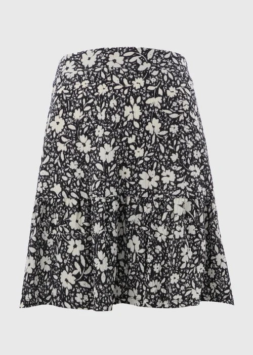 Black Mono Ditsy Floral Mini Skirt - 8 Image 4