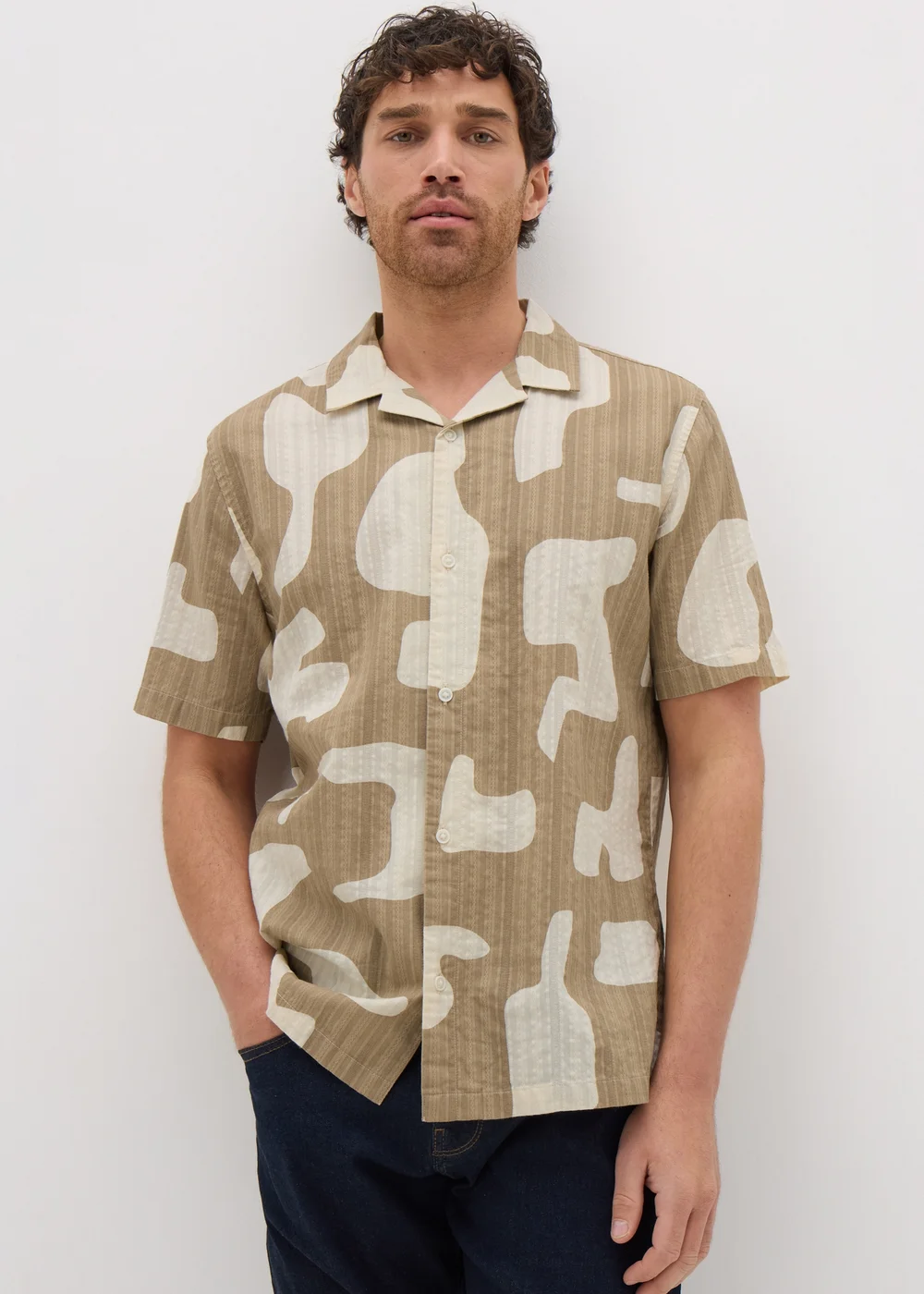 Stone Abstract Short Sleeve Shirt - S Image 1
