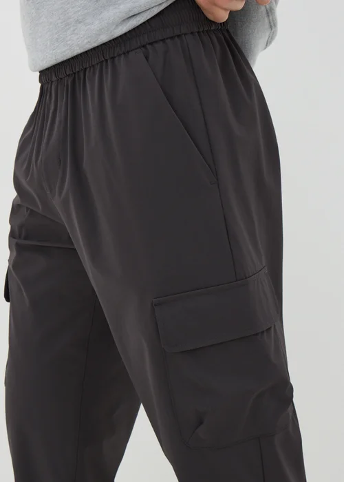 Charcoal Smart Cuffed Cargo Trousers - Small Image 3
