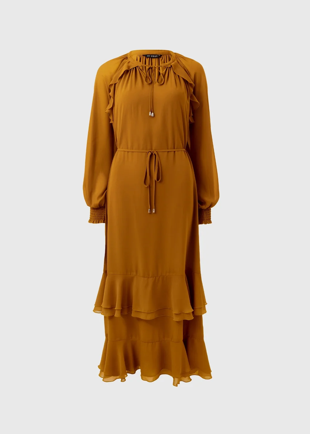 Et Vous Orange Frill Chiffon Maxi Dress - 8 Image 4