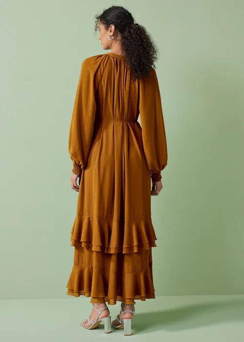 Et Vous Orange Frill Chiffon Maxi Dress - 8 Image 3