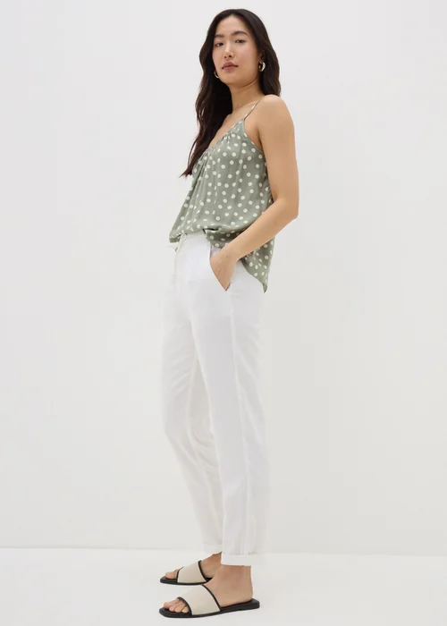 Papaya Petite White Linen Blend Tapered Trousers - 6 Image 2