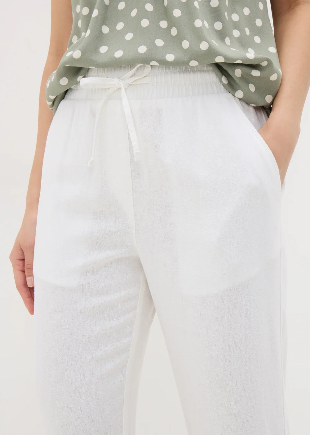Papaya Petite White Linen Blend Tapered Trousers - 6 Image 3