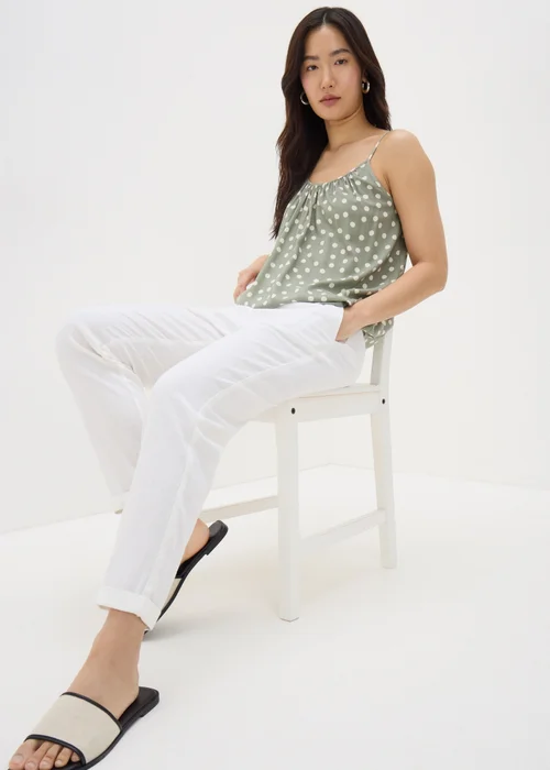 Papaya Petite White Linen Blend Tapered Trousers - 6 Image 1