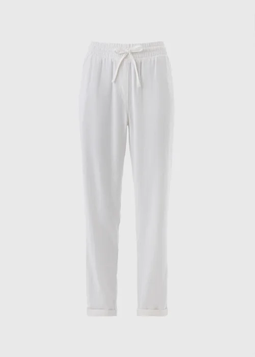 Papaya Petite White Linen Blend Tapered Trousers - 6 Image 4