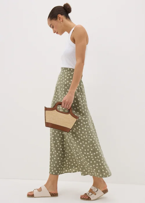 Sage Green Spot Flared Hem Midaxi Skirt - 8 Image 1