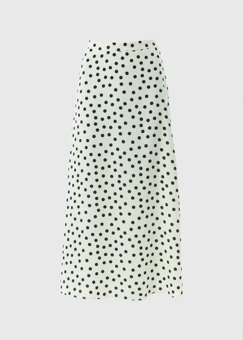 Cream Polka Dot Flared Midaxi Skirt - 8 Image 3
