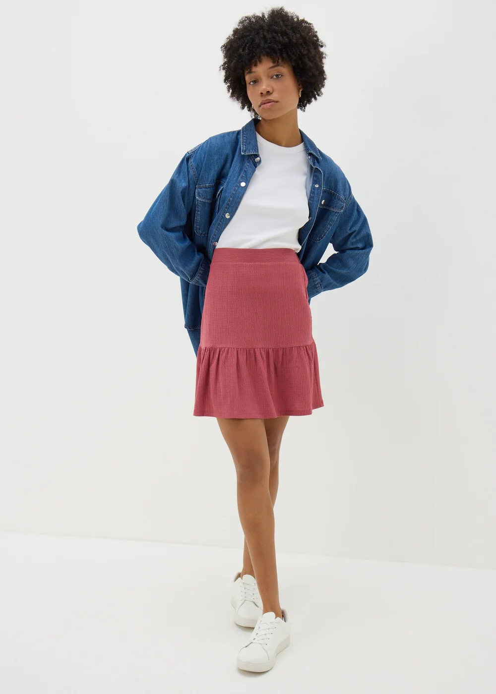 Raspberry Tiered Mini Skirt - 8 Image 1
