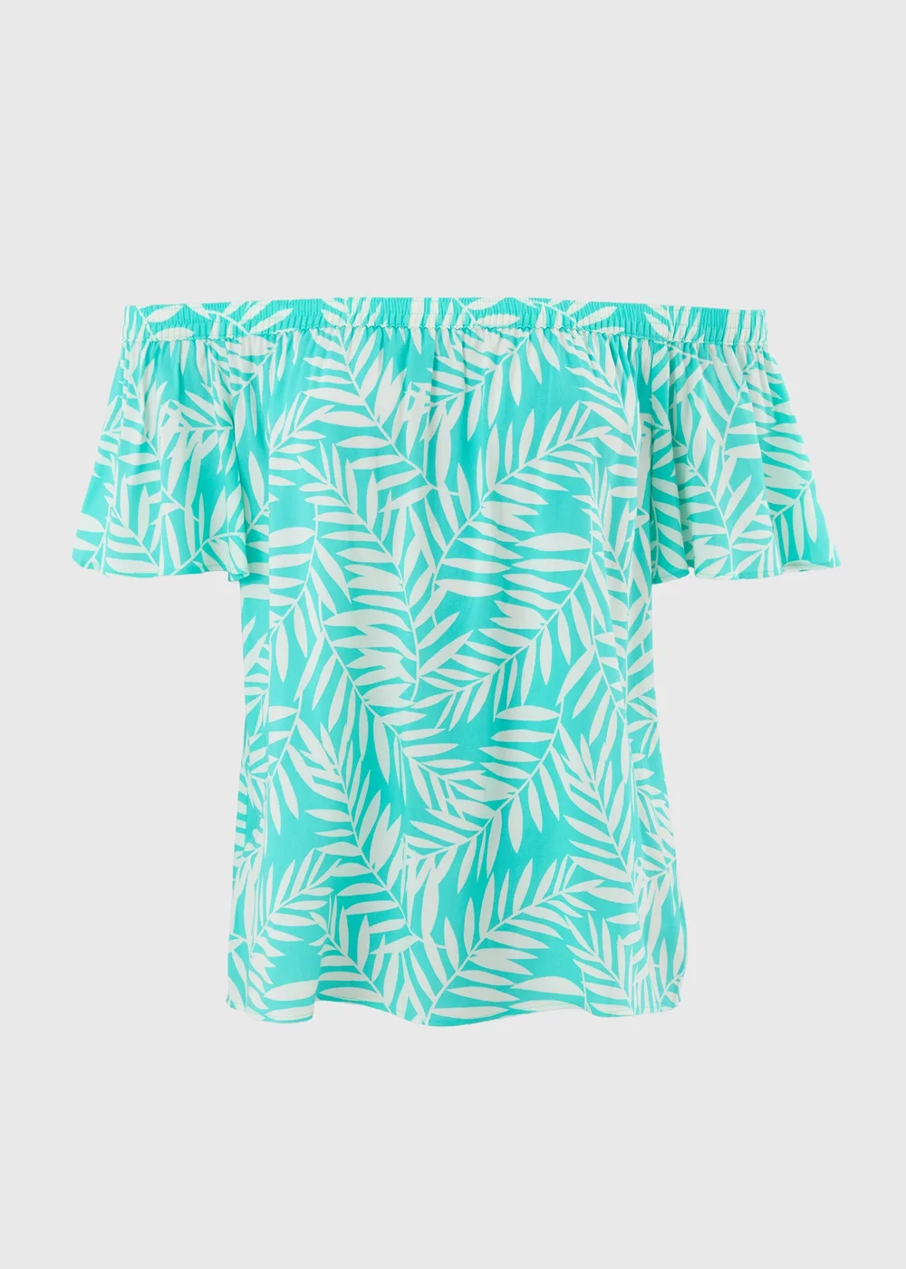 Blue Leaf Print Bardot Top - 8 Image 3