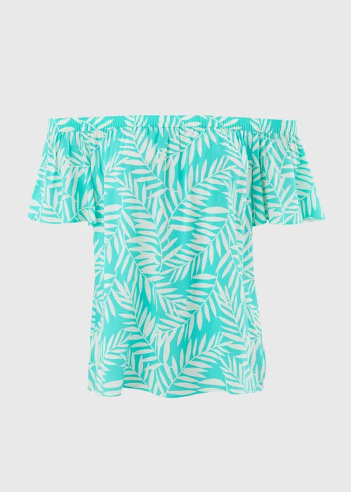 Blue Leaf Print Bardot Top - 8 Image 3
