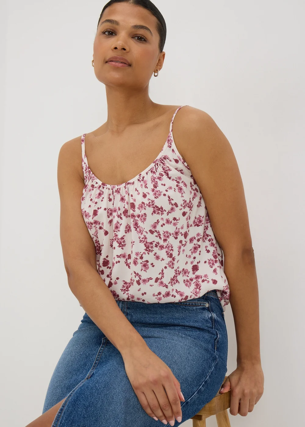 Raspberry Floral Cami Top - 8 Image 1