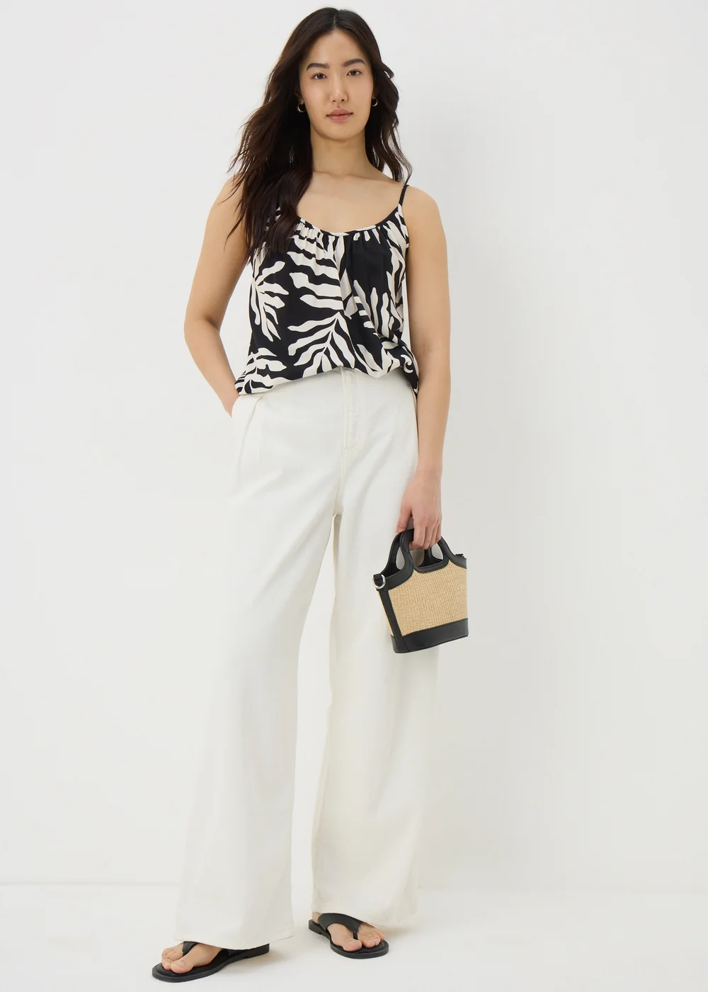 Black Monochrome Leaf Cami Top - 8 Image 1