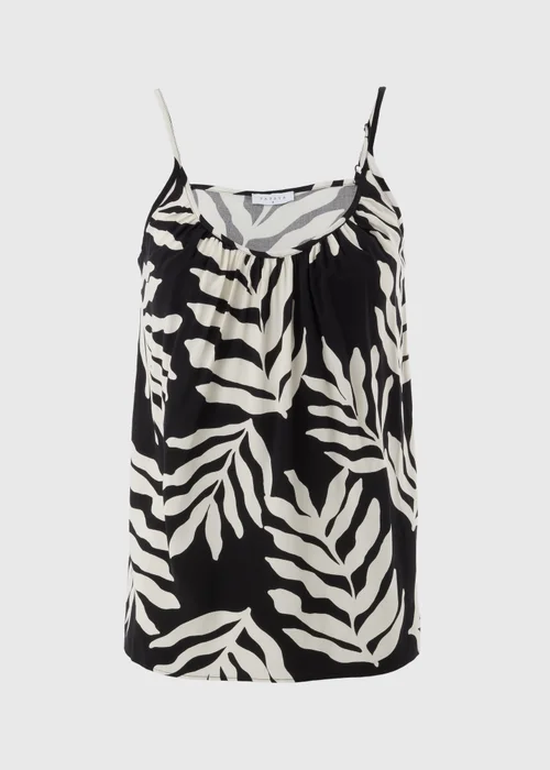 Black Monochrome Leaf Cami Top - 8 Image 3