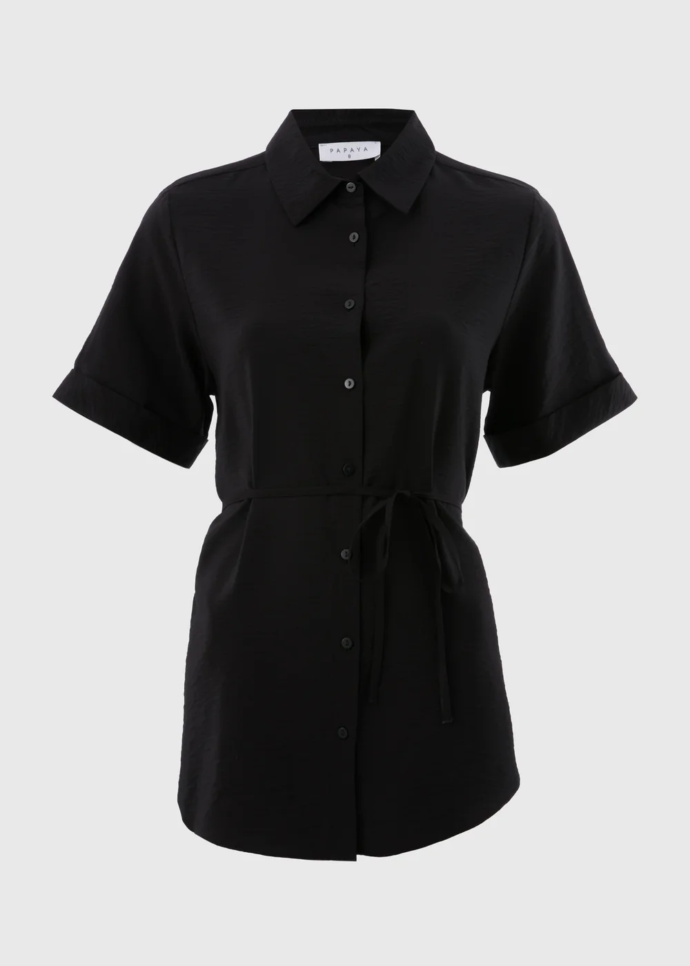 Black Tie Waist Longline Shirt - 8 Image 4