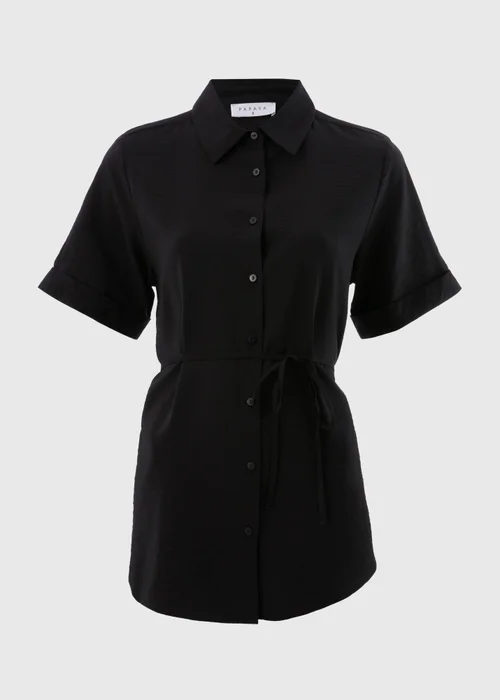 Black Tie Waist Longline Shirt - 8 Image 4