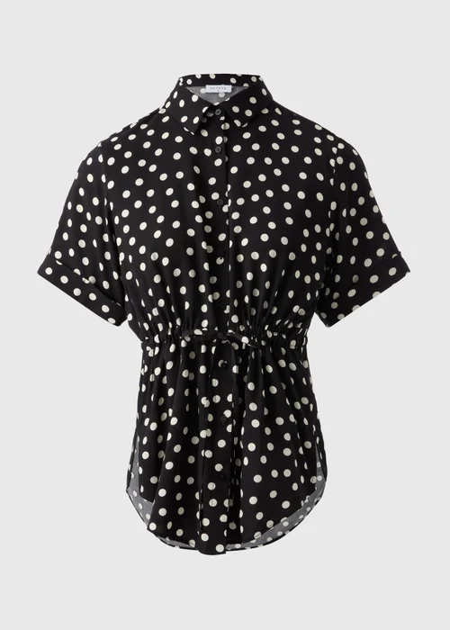 Black Spot Tie Waist Longline Shirt - 8 Image 4