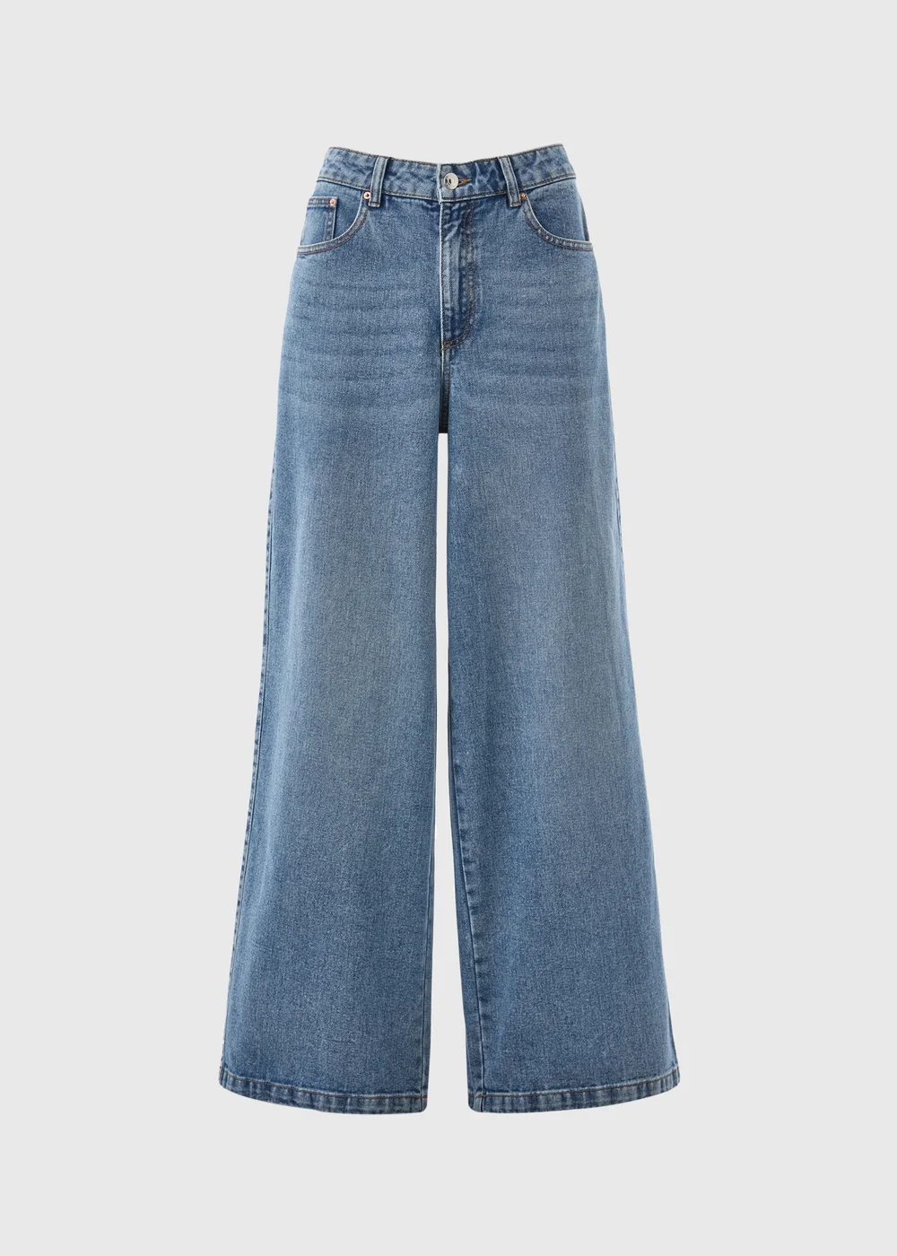 Papaya Petite Mid Wash Wide Leg Jeans - 6 Image 2